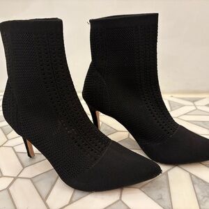 Nicole Miller Black Knit Heeled Boots